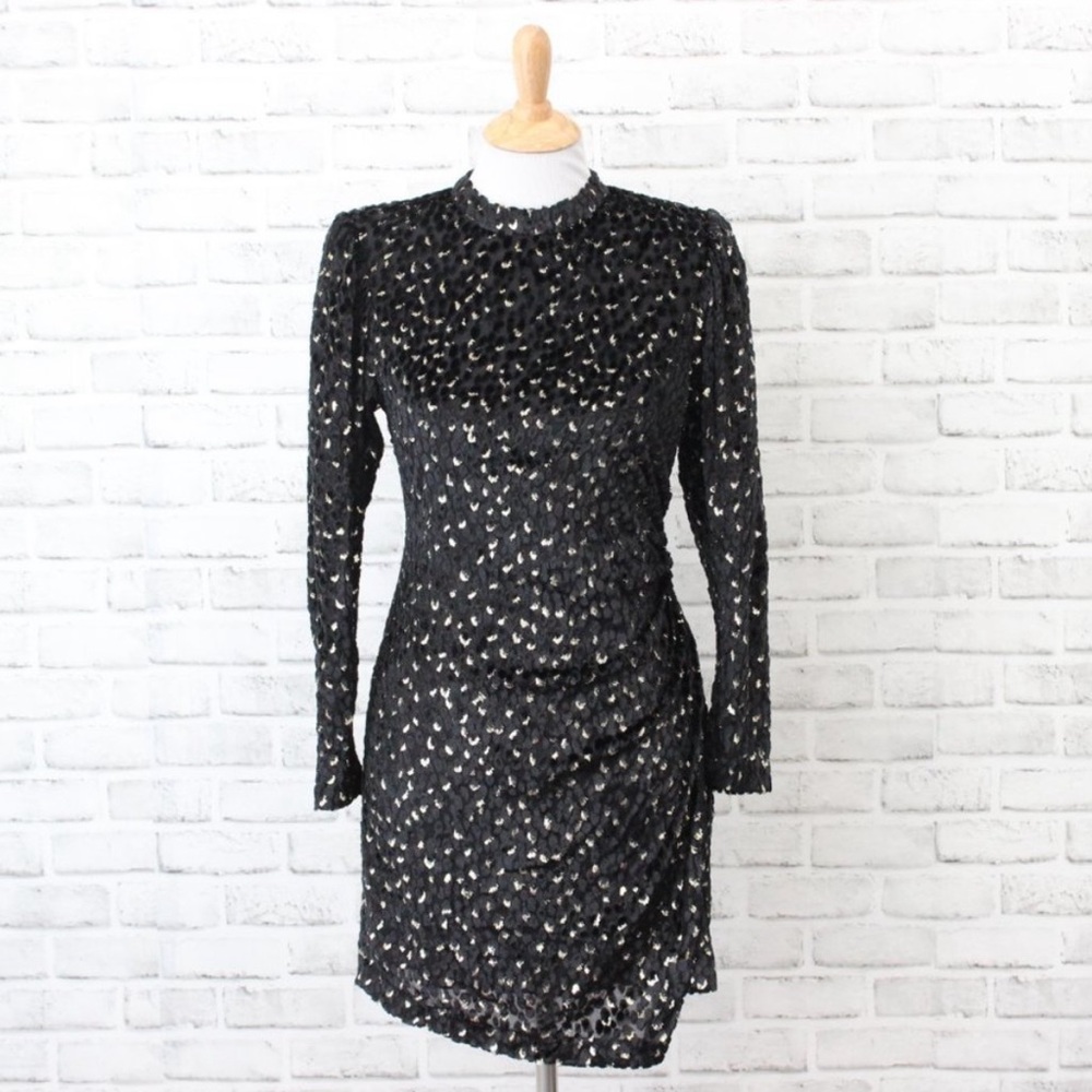 A.L.C. Women's Black Velvet w/ Gold Sequins Bodycon Dress
*Wore Once*
